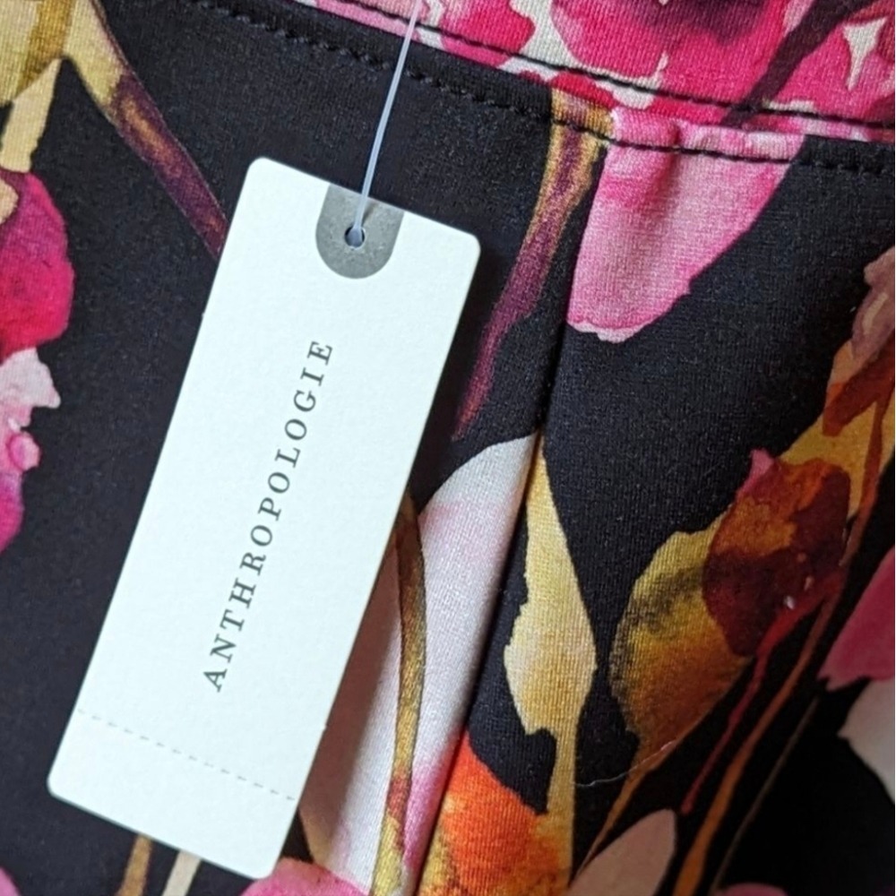 Anthropologie Floral Jumpsuit Open Back Fitted Stretch Sz L NWT - Picture 12 of 16